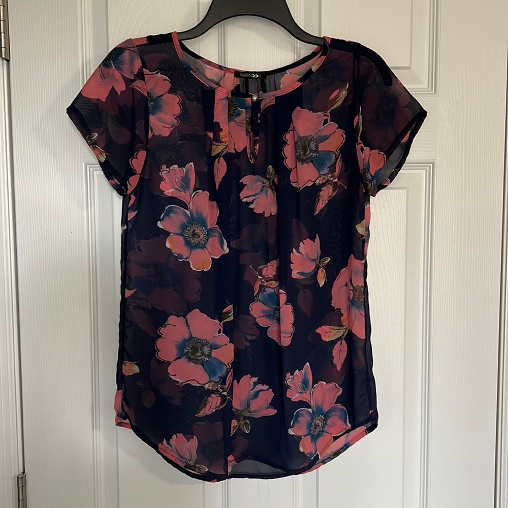 Papermoon, Holleen Keyhole Blouse, Navy, Size Small